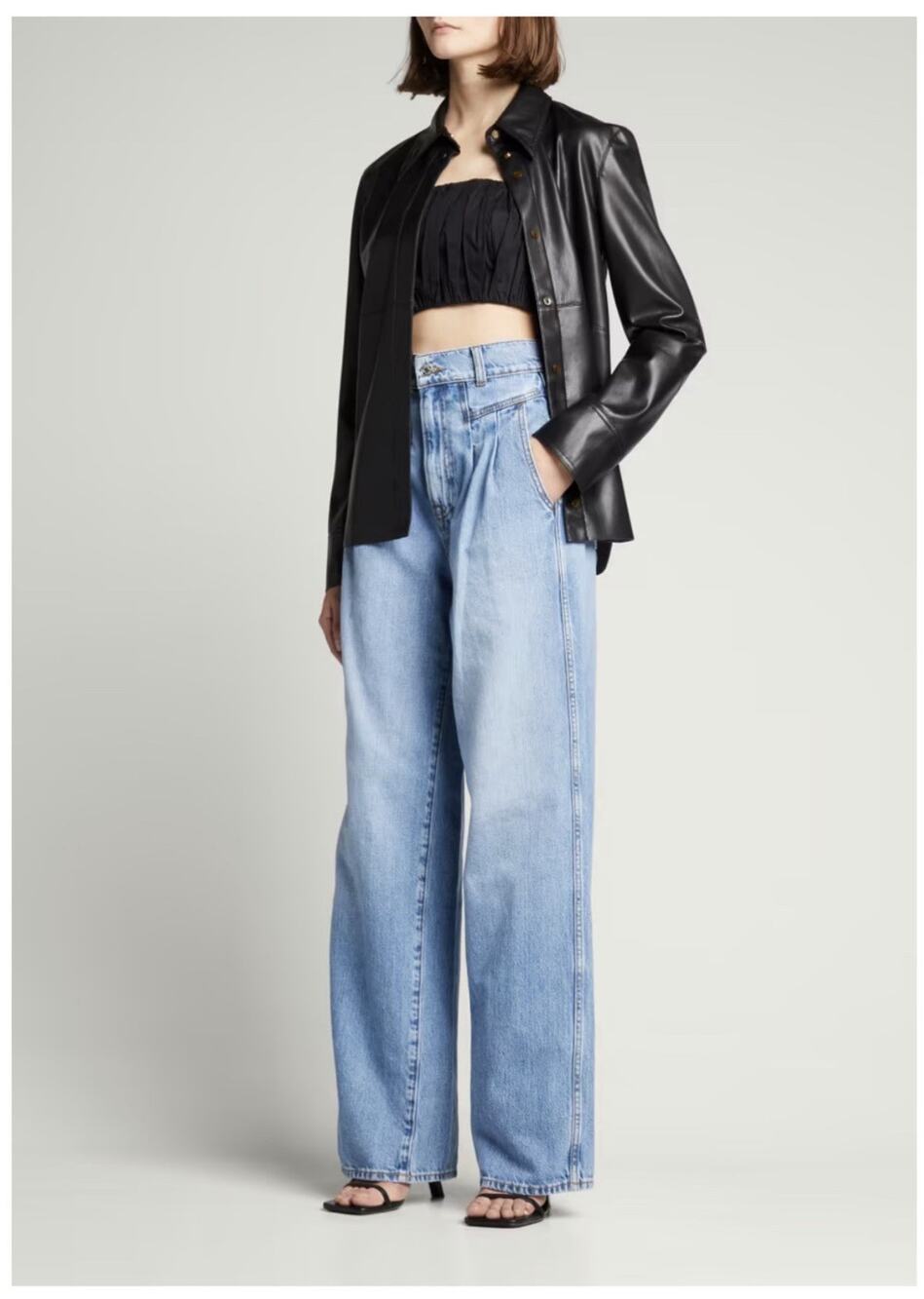 GRLFRND Morgan Pleated High Rise Wide Leg Denim Jeans Women’s Size 27